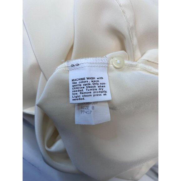 VTG Cream Long Sleeve Dressy Blouse With Back Button Closure & High Neck - Picture 6 of 8